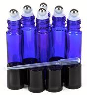 💧 vivaplex 10 ml cobalt blue glass roll-on bottles + roller balls - includes dropper logo