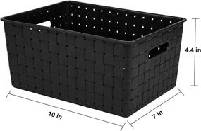 img 3 attached to 📦 Bekith 5 Pack Woven Plastic Storage Basket, Woven Basket Bin, 10&#34; Length x 7&#34; Width x 4.4&#34; Height, Black