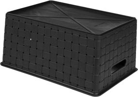 img 2 attached to 📦 Bekith 5 Pack Woven Plastic Storage Basket, Woven Basket Bin, 10&#34; Length x 7&#34; Width x 4.4&#34; Height, Black