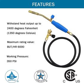 img 2 attached to 🔥 Portable Propane Torch with Hose and Three Burners - Ideal for Soldering, Welding, Heating, Plumbing - Mapp Gas Torch with Flame Control - Handheld Blow Torch with 50" Hose and Replacement Burner
