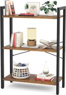 homieasy 3 tier bookshelf: modern industrial sturdy metal wood shelf rack for books, collectibles, plant - rustic brown logo