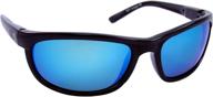 🕶️ sea striker outrigger polarized sunglasses: black frame, blue mirror, grey lens – ideal for medium to large faces логотип