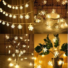 img 1 attached to 🎄 ColuzPro LED String Lights: Stunning Snowflake Christmas Decor, 19.6 ft Battery-Powered Indoor/Outdoor Xmas Lights for Tree, Bedroom, Garden, Patio - Warm White