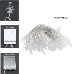 img 2 attached to 🎄 ColuzPro LED String Lights: Stunning Snowflake Christmas Decor, 19.6 ft Battery-Powered Indoor/Outdoor Xmas Lights for Tree, Bedroom, Garden, Patio - Warm White