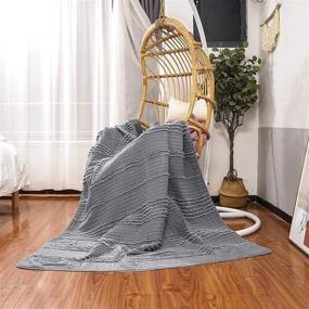 img 1 attached to 🛋️ Soft Quilted Throw Blanket Ruffle Farmhouse Lap Quilt for Couch Bed 50" x 60" Grey Lightweight Breathable Decorative Blankets - COMSLE Microfiber