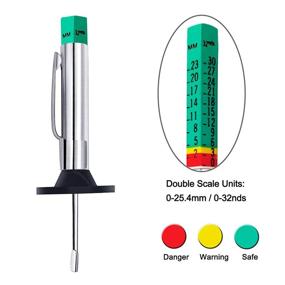 img 2 attached to 📏 Измеритель глубины протектора шин GODESON - инструмент с индикацией цветом для точного измерения глубины протектора шин с использованием единицы измерения 1/32 дюйма (2 штуки)
