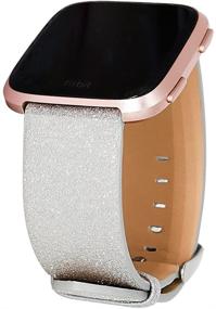 img 4 attached to 🌟 Stylish Leather Glitter Band Replacement for Fitbit Versa/ Versa 2 - WffKuTooS