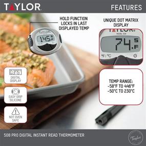 img 2 attached to 🔥 Taylor Precision Products Pro Dot Matrix Display Oval Instant Read Digital Meat Food Grill BBQ Cooking Kitchen Thermometer: Non-Slip Stainless Steel Design