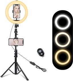 img 4 attached to 📸 Zibet 10.2-inch Selfie Ring Light Kit with Tripod Stand & 2 Phone Holders, 128 LEDs Dimmable Circle Light for Live Stream, Makeup, YouTube Video, Vlog, TikTok, Photography, Compatible with iPhone and Android