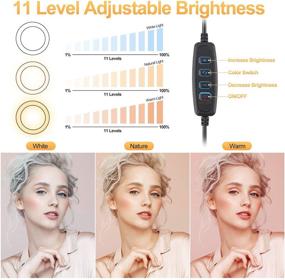 img 3 attached to 📸 Zibet 10.2-inch Selfie Ring Light Kit with Tripod Stand & 2 Phone Holders, 128 LEDs Dimmable Circle Light for Live Stream, Makeup, YouTube Video, Vlog, TikTok, Photography, Compatible with iPhone and Android