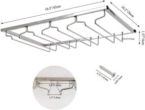 img 3 attached to Подвесной держатель для бокалов для вина SUNMALL под шкафом: из нержавеющей стали, поддерживает стекла для вина для бара или кухни, 4 ряда (1 упаковка)