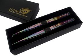 img 2 attached to 💎 Eyelash Extension Tweezers Set - Straight & Curved with Diamond Grip, Rainbow Color, 14cm, Volume Tweezers, Lash Extension Precision Tweezers (Multi)