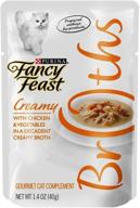 🐱 fancy feast broths for cats: chicken & vegetables in decadent creamy broth - pack of 16, 1.4 oz. each - nutritious indulgence for your feline логотип