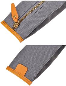 img 1 attached to ZLYC Slim Canvas Pencil Case Pouch: Stylish Gray Zipper Pen Case for Simple Stationery Organization
