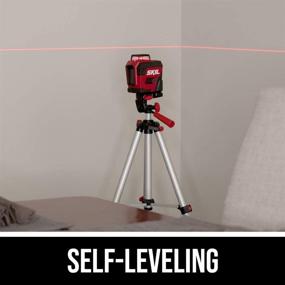 img 1 attached to SKIL 65ft. Red Self-Leveling Cross Line Laser Level - Rechargeable Lithium Battery, USB Charging Port, Compact Tripod, Carry Bag Included - LL932201