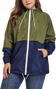 img 3 attached to 🧥 Kacocob Plus Size Lightweight Rain Jacket with Hood - Windproof Rain Coat Windbreaker for Women