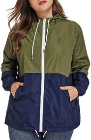 img 2 attached to 🧥 Kacocob Plus Size Lightweight Rain Jacket with Hood - Windproof Rain Coat Windbreaker for Women