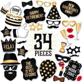 img 3 attached to PartyGraphix Retirement Photo Booth Props: European-Made Black and Gold Decorations for a Memorable Retirement Party - 34-Piece Easy-to-Assemble Kit