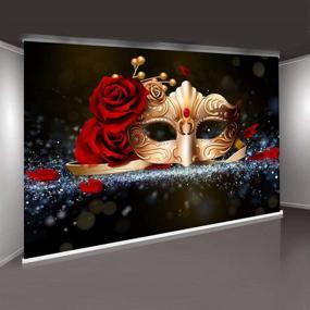 img 1 attached to PHMOJEN Golden Mask Red Rose Masquerade Party Photography Backdrop - 10x7ft Vinyl Photo Background (LYPH212)