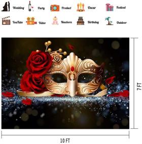 img 3 attached to PHMOJEN Golden Mask Red Rose Masquerade Party Photography Backdrop - 10x7ft Vinyl Photo Background (LYPH212)