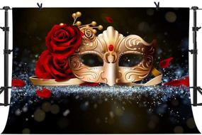 img 4 attached to PHMOJEN Golden Mask Red Rose Masquerade Party Photography Backdrop - 10x7ft Vinyl Photo Background (LYPH212)