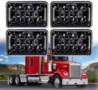 🔦 enhanced visibility: osram 4x6 inch 60w led headlights - drl & replacement for h465x series - peterbilt, kenworth, freightliner, ford probe, chevrolet, oldsmobile cutlass - black, set of 4 logo