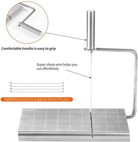 img 3 attached to Stainless Steel Adjustable Block Cheese Slicer with Wire, Handle, Extra Sharp Replacement String – Ideal Kitchen Gift Set with Cutting Board for Parmesan, Cheddar, Mozzarella