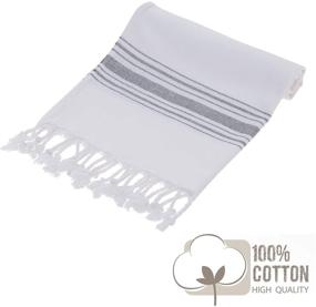 img 3 attached to 🧺 Boho Turkish Kitchen Towels - Set of 3 Decorative Farmhouse Hand Towels for Kitchen and Bathroom - Grey, 18 x 38 inches, Quick Dry and Highly Absorbent
