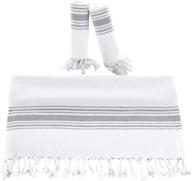 🧺 boho turkish kitchen towels - set of 3 decorative farmhouse hand towels for kitchen and bathroom - grey, 18 x 38 inches, quick dry and highly absorbent logo