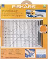 📏 fiskars rotary ruler combo: efficient fabric cutting tool, 12-inch x 12-inch, clear logo