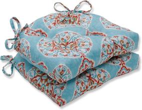 img 3 attached to 💙 Pillow Perfect Mirage Medallion Capri Chair Pads, Reversible Set of 2, 16" x 15.5", Blue