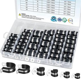 img 4 attached to TICONN 80PCS Cable Clamps Set - Durable Rubber Cushioned 🔒 Stainless Steel Hose Clamps, 6 Sizes (80PCS Combo, 1/4'' to 3/4'')