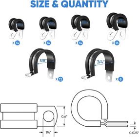 img 3 attached to TICONN 80PCS Cable Clamps Set - Durable Rubber Cushioned 🔒 Stainless Steel Hose Clamps, 6 Sizes (80PCS Combo, 1/4'' to 3/4'')