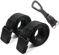 👖 2 pack men's nylon military tactical belts with keychain clip, ges adjustable canvas belts - 1.5 inch hiking belts logo