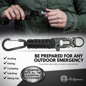 img 2 attached to Multi-Functional Paracord Keychain with Carabiner for Camping, Fishing, Hunting & Outdoor Emergencies - All-in-One Survival Tool with Paracord, Emergency Whistle, Flint Rod, Cutting Tool & Key Ring