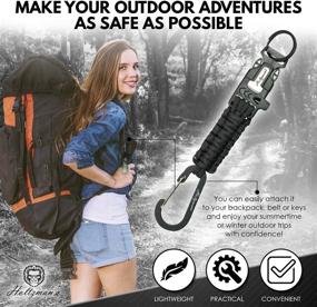 img 1 attached to Multi-Functional Paracord Keychain with Carabiner for Camping, Fishing, Hunting & Outdoor Emergencies - All-in-One Survival Tool with Paracord, Emergency Whistle, Flint Rod, Cutting Tool & Key Ring