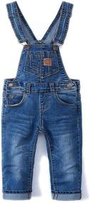 img 4 attached to KIDSCOOL SPACE Children's Jean Overalls, Toddler 👖 Ripped Denim Slim Pants for Girls and Boys