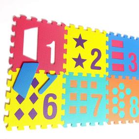 img 4 attached to 🧩 Interlocking Playmat with Number and Shape Designs for Kids
