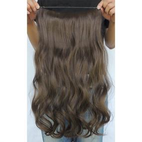 img 2 attached to 🌟 20 Inch Secret Halo Hair Extensions - Curly Wavy Hairpieces for Women, Synthetic Flip-in Hair Extension (# Medium Chestnut Brown, Pack of 1)