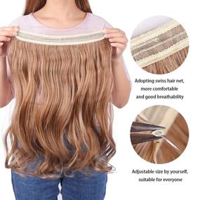 img 3 attached to 🌟 20 Inch Secret Halo Hair Extensions - Curly Wavy Hairpieces for Women, Synthetic Flip-in Hair Extension (# Medium Chestnut Brown, Pack of 1)