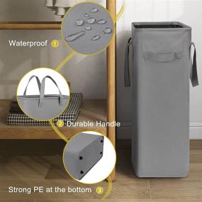 img 1 attached to 🧺 Chrislley 45L Slim Laundry Hamper - Thin Laundry Basket with Handle - Foldable Dirty Clothes Basket - Durable Laundry Storage Organizer for Bathroom Corner - Narrow Design (22 inches, Grey 1)