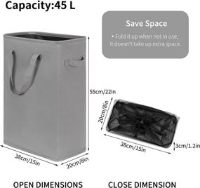 img 3 attached to 🧺 Chrislley 45L Slim Laundry Hamper - Thin Laundry Basket with Handle - Foldable Dirty Clothes Basket - Durable Laundry Storage Organizer for Bathroom Corner - Narrow Design (22 inches, Grey 1)