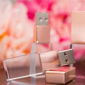 img 2 attached to 🌹 32 ГБ флеш-накопитель USB 2.0 розовое золото, кристалл, светодиодный свет, стеклянная ручка, пендрайв, флеш-драйв, запоминающий накопитель, USB-накопитель