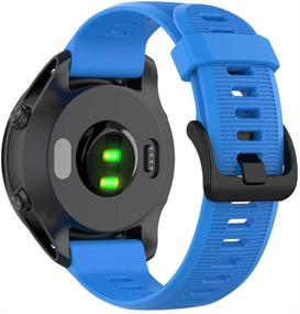 img 3 attached to Meifox Совместимый ремешок Garmin Fenix 5, небесно-голубой силиконовый запасной браслет для Fenix 5 / Fenix 5 Plus/Forerunner 945 / Forerunner 935 / Quatix 5 / Quatix 5 Sapphire (Больший размер)