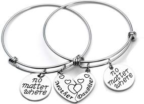 img 4 attached to 👩 YeeQin Mother Daughter Bangle Bracelets Set: Heart Matching Bangles for Unbreakable Mom-Daughter Bond!