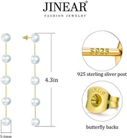 img 3 attached to JINEAR Sterling Baroque Earrings Freshwater