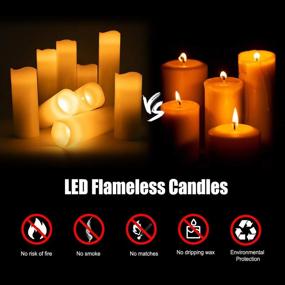 img 2 attached to 🕯️ Set of 9 Ivory Real Wax Pillar LED Flameless Candles, Battery Operated in various sizes (5", 5.5", 6", 7", 8", 9"), with Remote Control, Timer – Perfect for Wedding Party Christmas Dinner Decoration