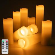 🕯️ set of 9 ivory real wax pillar led flameless candles, battery operated in various sizes (5", 5.5", 6", 7", 8", 9"), with remote control, timer – perfect for wedding party christmas dinner decoration логотип