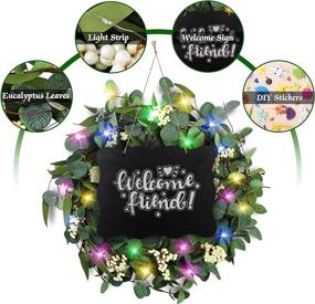 img 3 attached to 🌿 Leonmoon Welcome Wreaths: Eucalyptus Front Door Wreath with Blackboard Welcome Sign