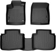 🔳 premium custom fit floor mats: smartliner 2 row liner set in black for 2018-2021 honda accord logo